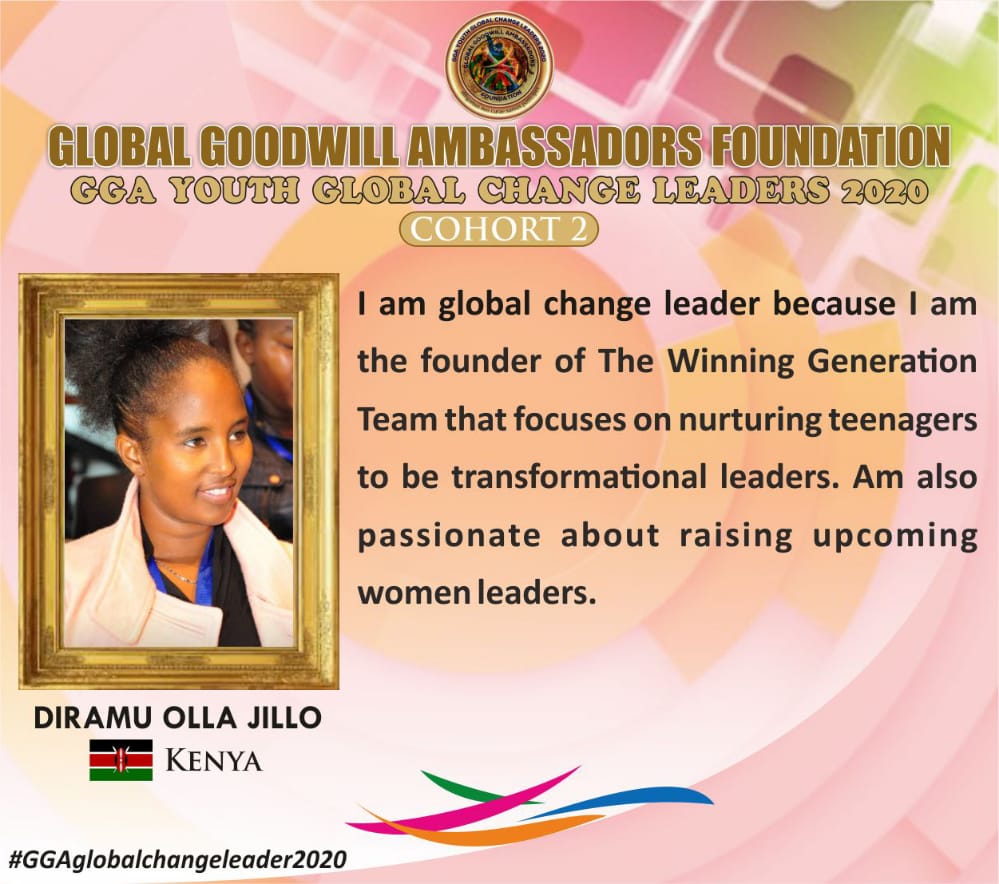YouthGga's tweet photo. GGA Youth Global Change Leaders Introduce Diramu Jillo from Kenya who’s championing for transforming teenagers to be excellent leaders of today!

Welcome to the Cohort 2 family! https://t.co/tN7UcwnsPw