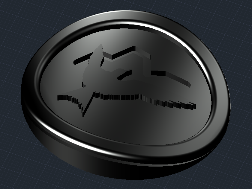 A render in CAD, of the stamp going on pipes made while I'm out here. The design combines a rising "wideawake" (sooty tern), with ash cone Sisters Peak in the background. The outline representing Sisters' is the pitch-pattern of a "wide-awake" vocalisation we recorded at Mars Bay