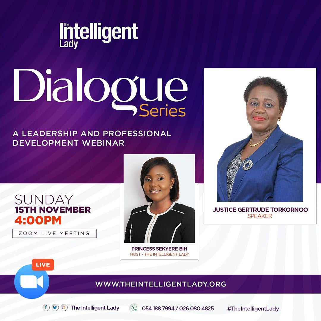 TheIntellady's tweet photo. You don't want to miss this Dialogue Session with Justice Gertrude Torkornoo 
Date: 15th Nov, 2020
Time: 4pm prompt 
 Register here:
https://t.co/VZ8ZmTMYbE @UN_Women @princesssekyere https://t.co/mSwxy0KH28