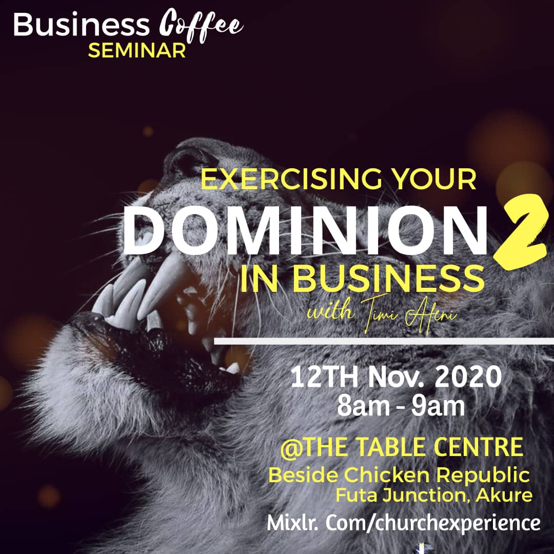 psttimiafeni's tweet photo. Proverbs 28:1 says " the RIGHTEOUS are bold as LION"   this is another secret to a lasting wealth in Business and it will be our focus @ BCS tomorrow. Do have a productive and prosperous day.

#churchexperience 
#businesscoffee 
#akure https://t.co/7zqB4vmFM7