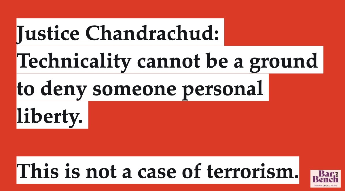 Desai: The petitioners filed a bail application before the Magistrate and then withdrew this and chose a forum that suited themJustice Chandrachud: Technicality cannot be a ground to deny someone personal liberty. This is not a case of terrorism. #SupremeCourt  #ArnabGoswami