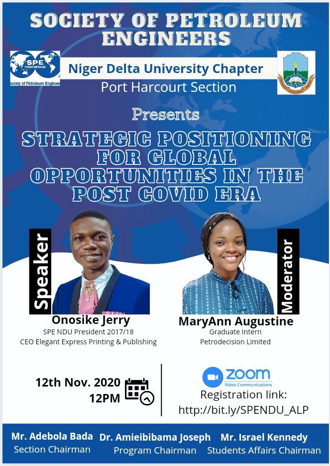 spe_ndu's tweet photo. Register in advance for this meeting:
https://t.co/tEHXq0bgbQ
@JerryOnosike @spephc103 @SPE_ESUT @SPE_NIGERIA @SPEtweets @SPEgermany @SPELondon https://t.co/CJ98pfZMZf