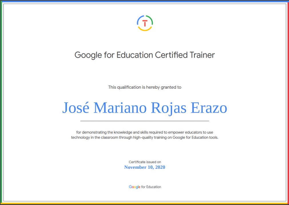 Google Certified Trainer! Muy contento por el reconocimiento. Esto reafirma mi compromiso por ayudar a maestros y líderes en el uso de las herramientas de Google y la transformación digital #gsuiteenterpriseforeducation  #GoogleET