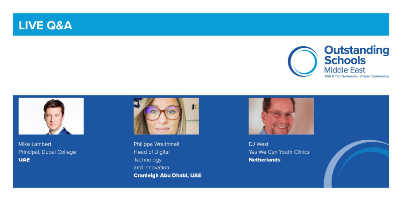 OS_conferences's tweet photo. We now have a live Q&A with some of our fantastic speakers from this morning, including:
@DCol_Head of @DubaiCollege
@MrsWraithmell of @CranADSenior / @CranADPrep
DJ West, @MHEducation
#OSME2020 #OSMiddleEast https://t.co/Y5HtVtur96