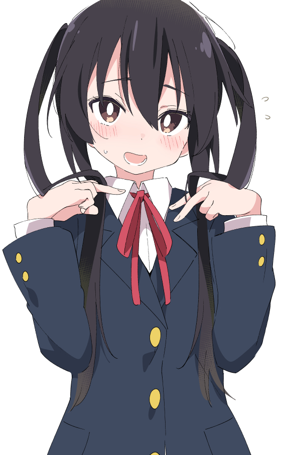 nakano azusa 1girl solo white pupils twintails black hair bright pupils school uniform  illustration images