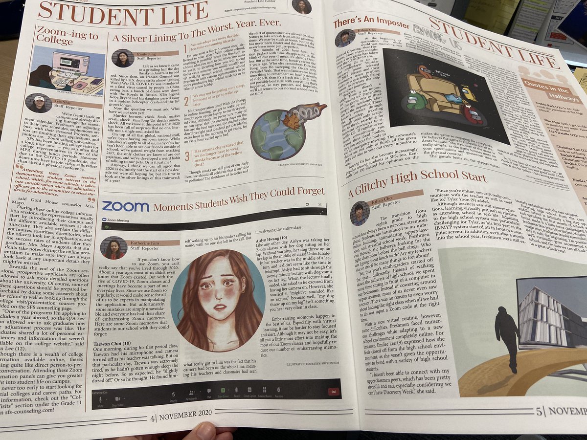 LibraryLauren1's tweet image. Look at this SFS High School student newspaper!! The November issue of “The Spirit”...student voice, stories and art #sfs1912 #studentnews #thespirit