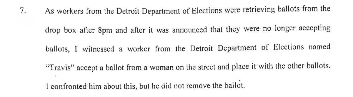 A worker named "Travis" accepted an absentee ballot that was dropped off after the 8 p.m. deadline.
