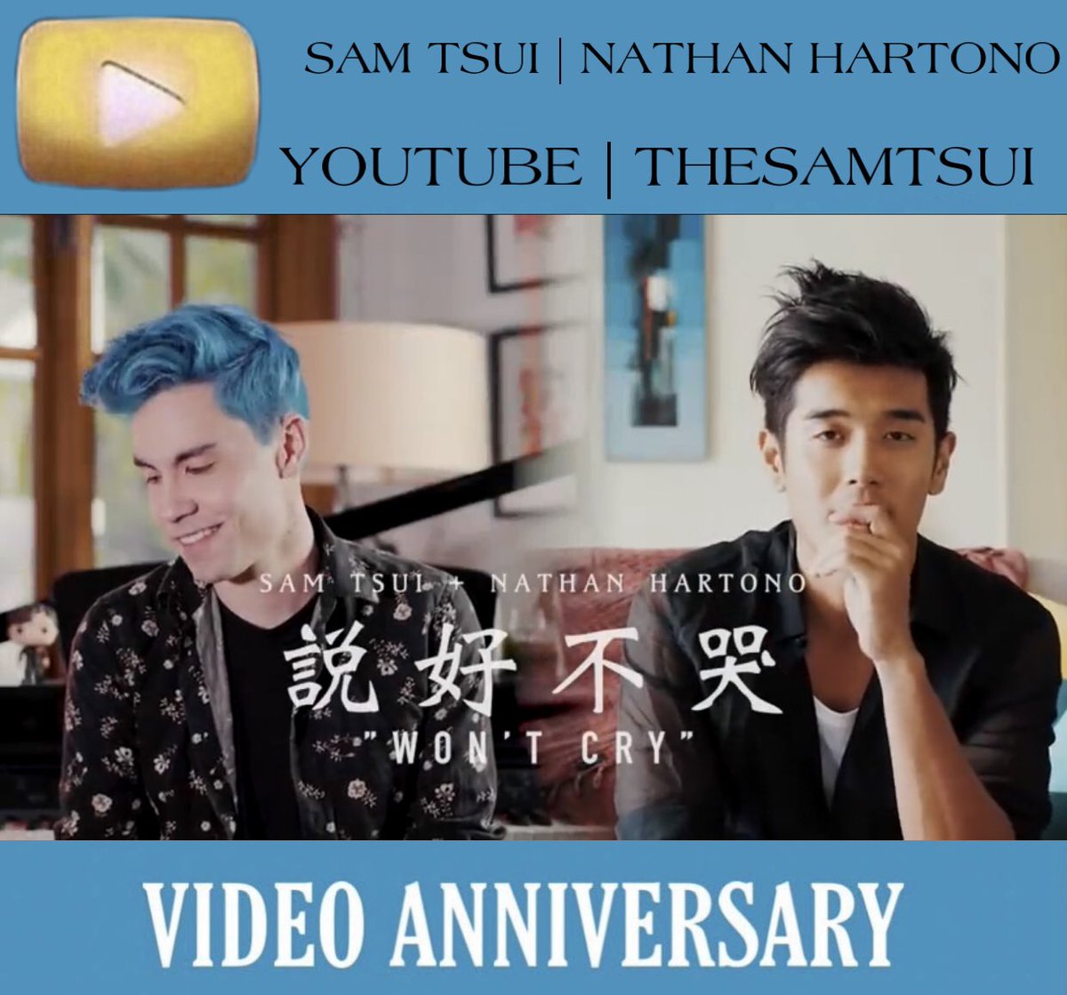 NakajimaShidi's tweet photo. OMG!!!! Its the #videoanniversary of @SamuelTsui @nathanhartono 's version of #WontCry !!! 😍💗💗💗
https://t.co/0MrZYSRzkS https://t.co/pm37wvaTVM