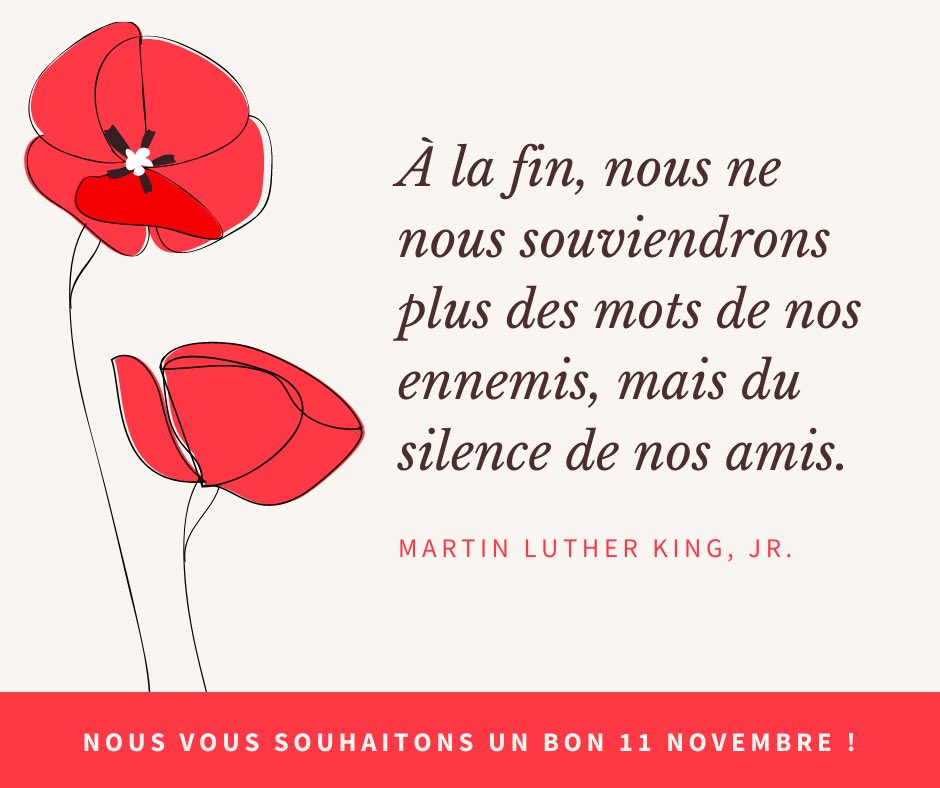 LegabaseF's tweet photo. « A la fin, nous nous souviendrons non pas des mots de nos ennemis, mais des silences de nos amis. » Sur cette citation de Martin Luther King , nous vous souhaitons un bon 11 Novembre de l’Armistice 

#11Novembre2020 #ArmisticeDay #MartinLutherKingJr #legabase https://t.co/S5kKTMg3TR