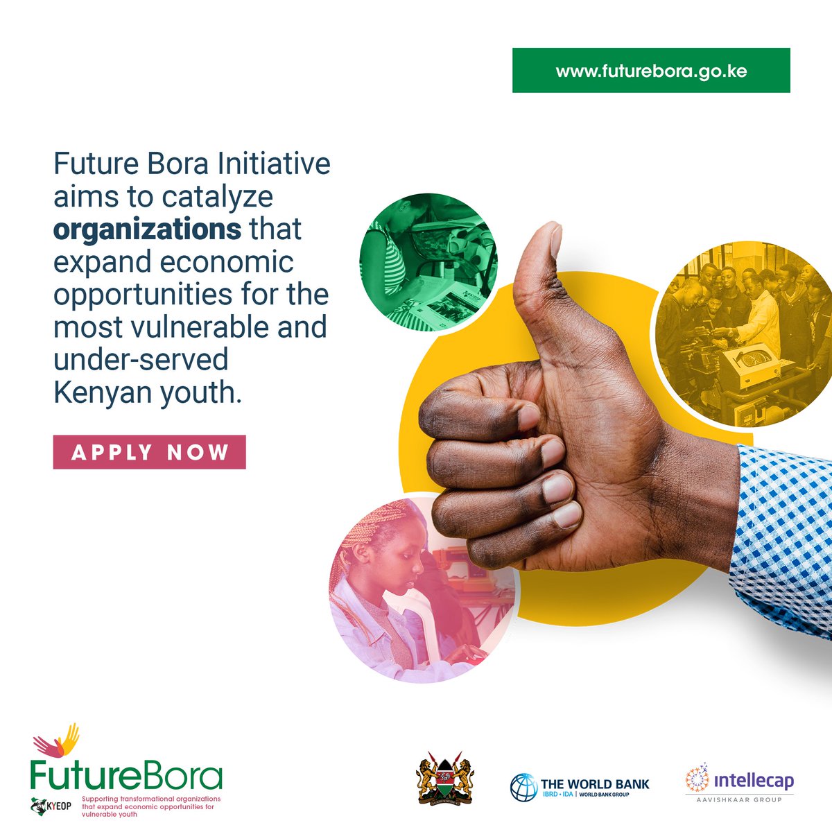 FutureBora's tweet photo. #futurebora a #GoK initiative, implemented through @KYEOP_Kenya, funded by World Bank &amp; managed by @IntellecapTweet with the aim of catalyzing the expansion of economic opportunities for vulnerable youths in Kenya. Applications now open: https://t.co/ezaejIJrzV
@nadia_abdalla_ https://t.co/DduxW4x1fh