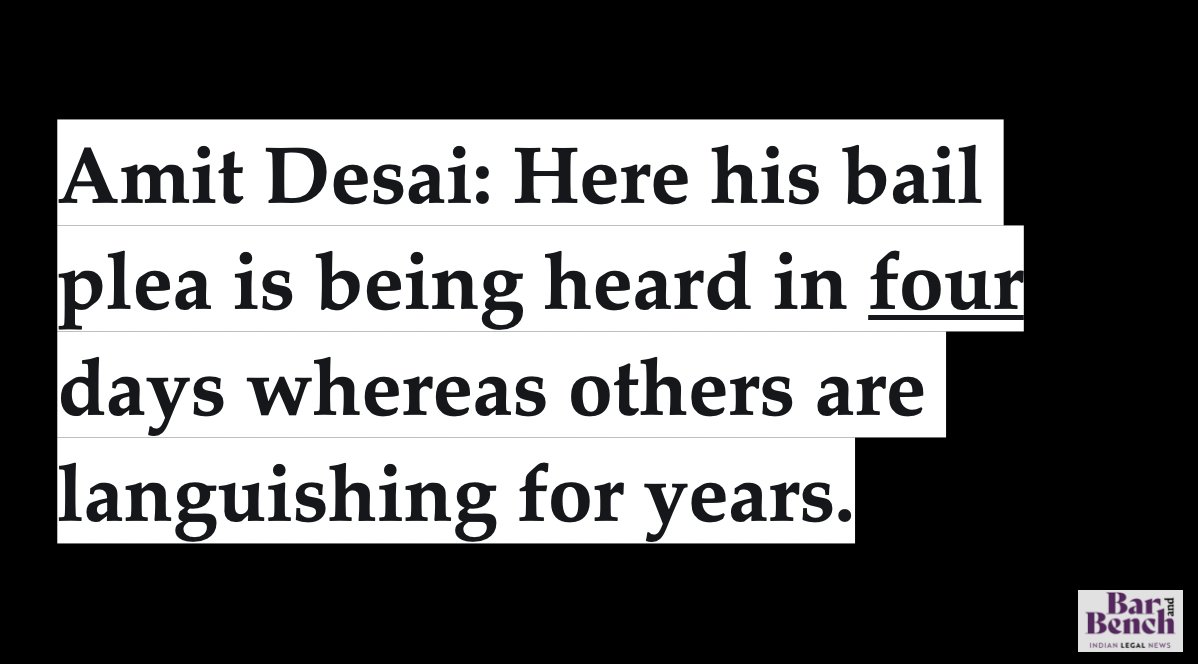 Desai: Investigation is going on and liberty is not taken away. Bail under Section 439 CrPC was filed. Then withdrawal and has been filed again. Here his bail plea is being heard in four days whereas others are languishing for years. #ArnabGoswami  #ArnabGoswai