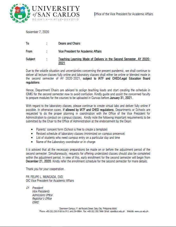 SASBulletin's tweet photo. EYES HERE!
The Vice President for Academic Affairs has released a memo to all deans and chairs announcing that due to the unpredictable circumstances we are in right now, the second semester for A.Y. 2020-2021 will continue to be online. Read more about it here: https://t.co/GtdYINOm8c