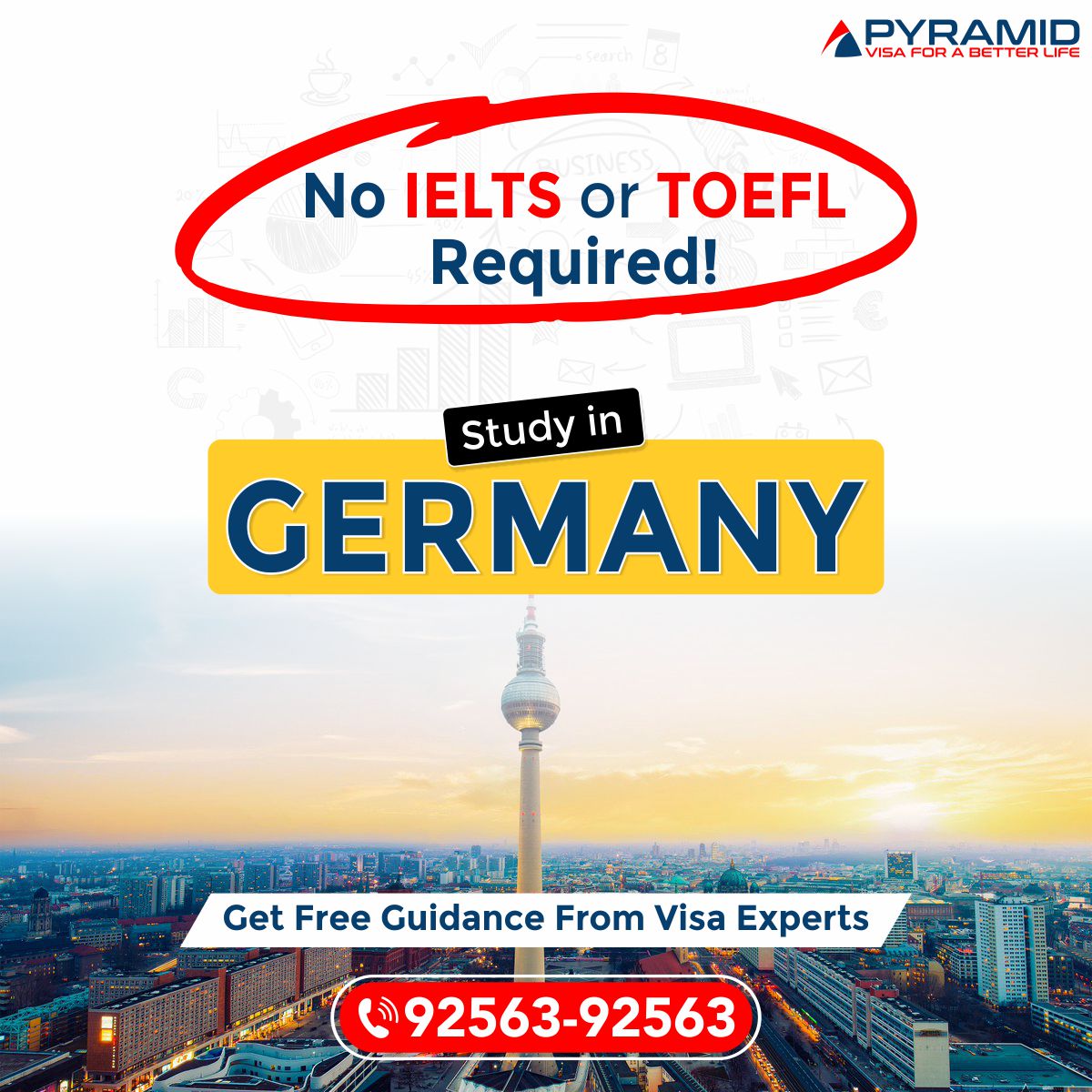 Study in #Germany🇩🇪 - No #IELTS or #TOEFL Required! 
Call📱92563-92563 to get complete guidance from our visa experts for Free!
#StudyinGermany #GermanyStudyVisa #WithoutIELTSGermany #InternationalStudents #CareerinGermany #StudyAbroad #PyramideServices #studygram #WithoutTOEFL