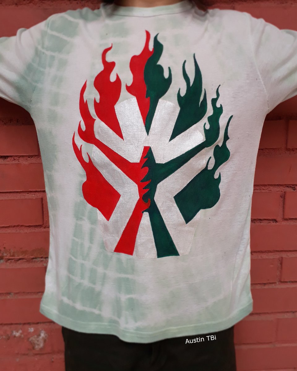 AustinTBi's tweet photo. Dyed and painted red and green Ignika T-shirt #bionicle #ignika https://t.co/JTJxFstPEj