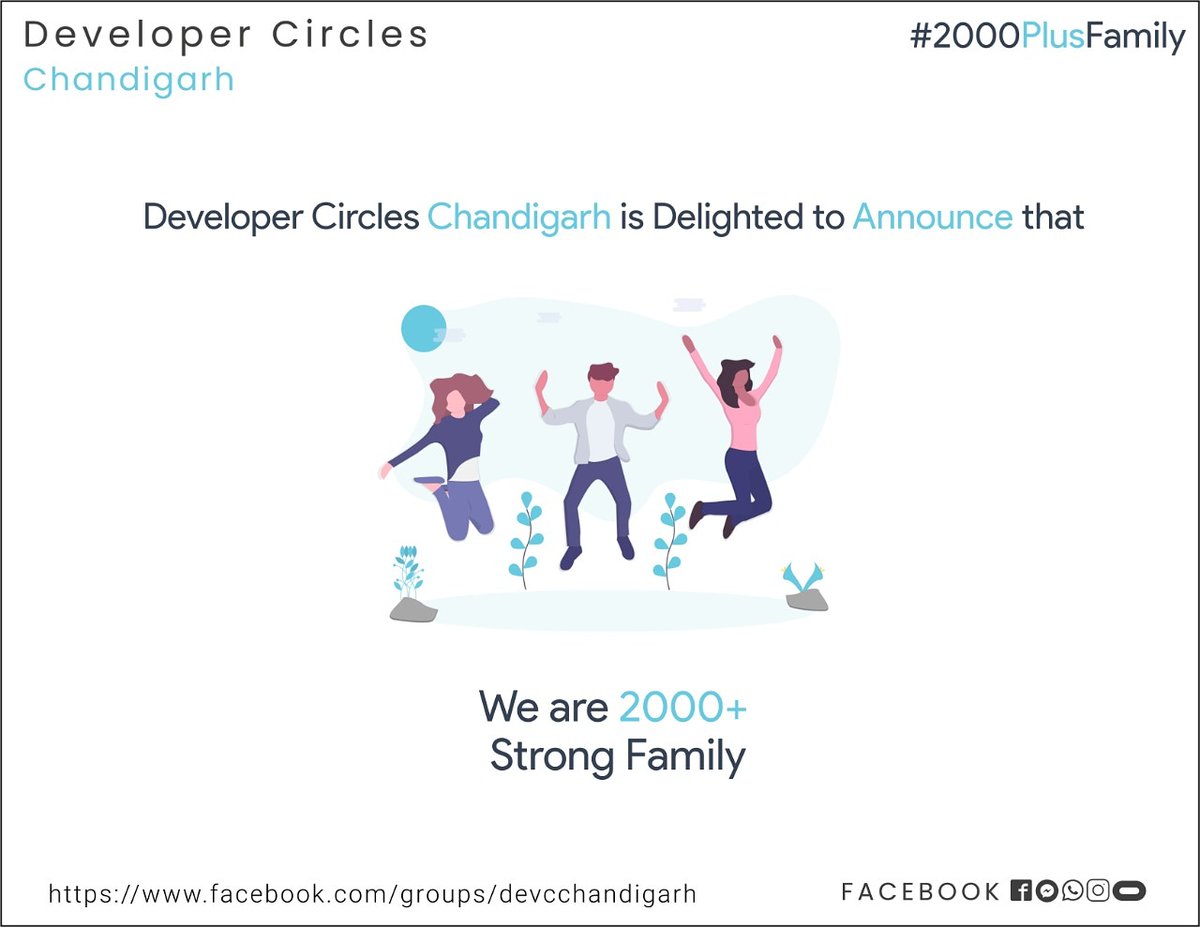DevCChandigarh's tweet image. We are happy to announce that now we are a family of 2000+ members. Thank you all for your love and support. we want to express the heartiest gratitude to everyone for making this community successful. Join us for upcoming sessions and events. 

#facebook
#fbdevcchd
#fdcchd
