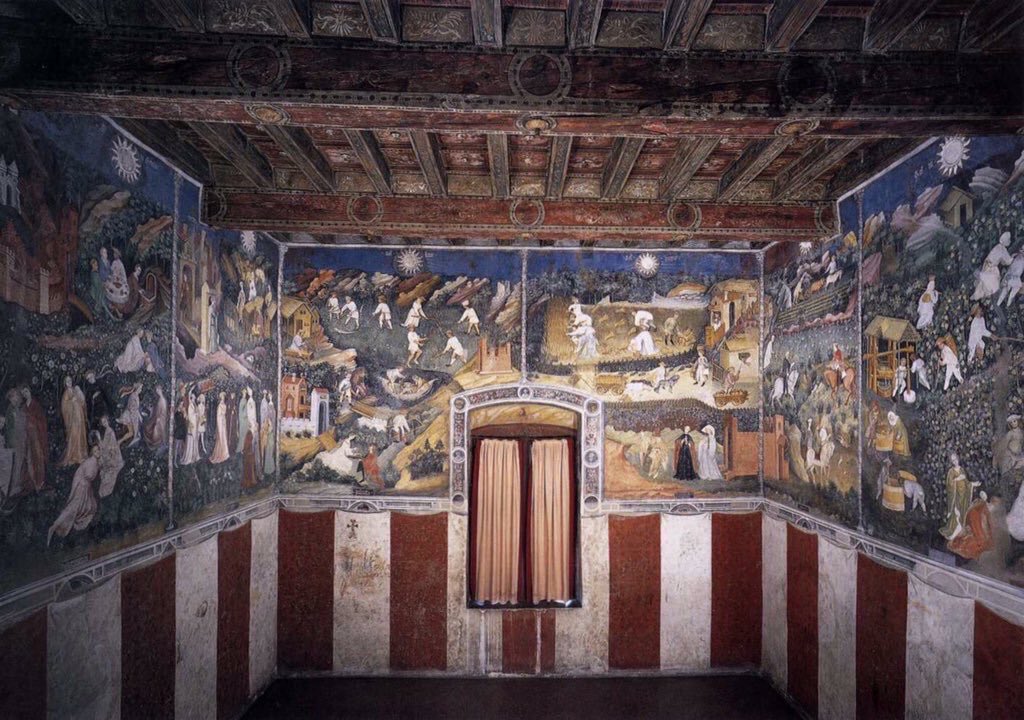 JacopoVeneziani's tweet photo. #Divulgo il Ciclo dei Mesi affrescato tra il 1397 e il 1400 circa dal maestro Venceslao nella Torre dell'Aquila nel Castello del Buonconsiglio a Trento.

Furono commissionati dall’allora principe-vescovo di Trento Giorgio di Liechtenstein.

Un ciclo di affreschi da conoscere. https://t.co/qYKhHciQqZ