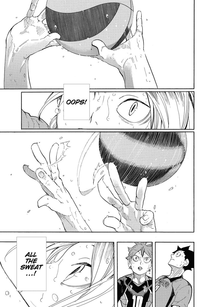 the final play itself is just. i have no words. the complete rebuttal of the “power move for the last score” trope, making it seemingly lame and frustrating and yet SO satisfying at the same time, as well as turning nekoma’s motto, “connect”, against them. <cont.>