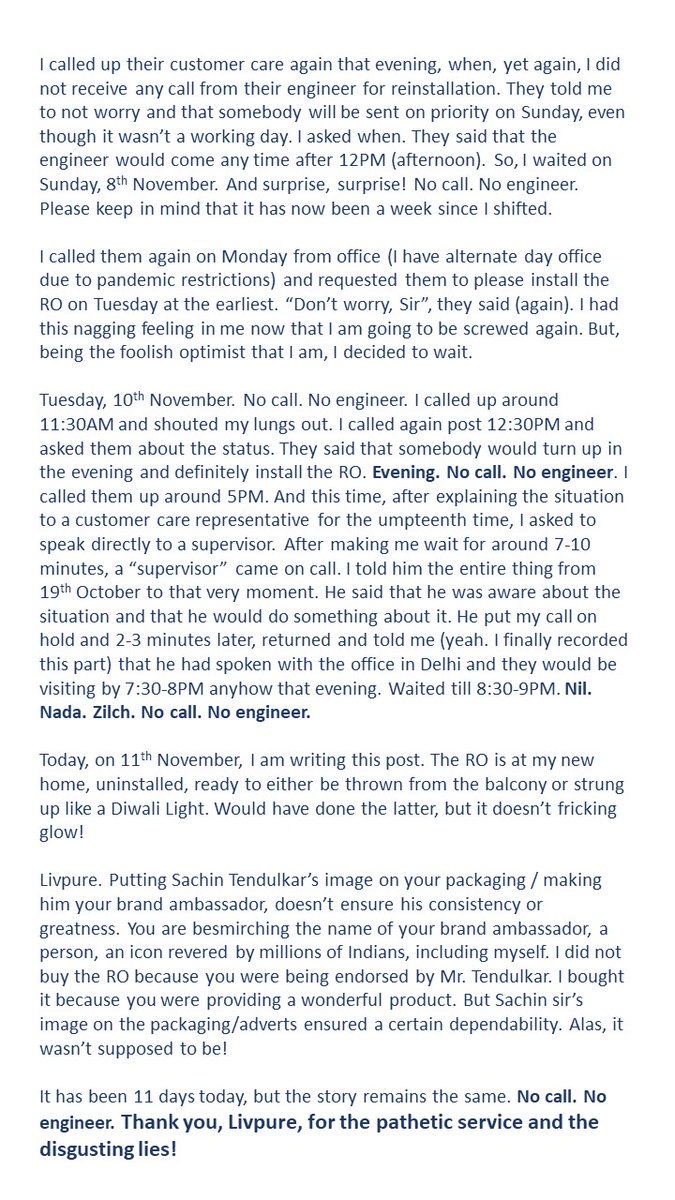 siddbpanda's tweet photo. @LivpureSmart #LivpureSmartRO @sachin_rt #HorribleService #Lies #Fraud #MentalHarrassment #LyingEmployees #UselessCustomerCare @consumercourtin https://t.co/CSb6gVQWpp