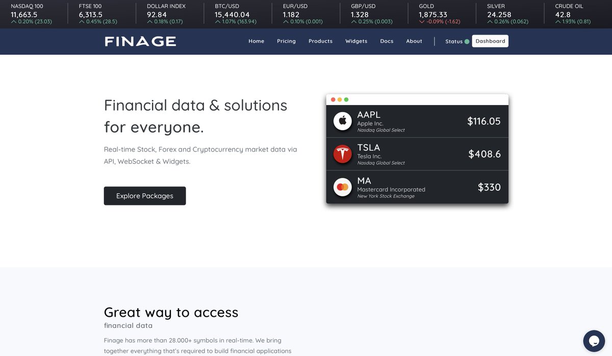 finageltd's tweet image. We renovated our home page! Check out today!
finage.co.uk
#stockapi #stockmarketapi #realtimestock #stockquotes #stocknews #cryptodata #financialdata #nasdaq #nyse #finage