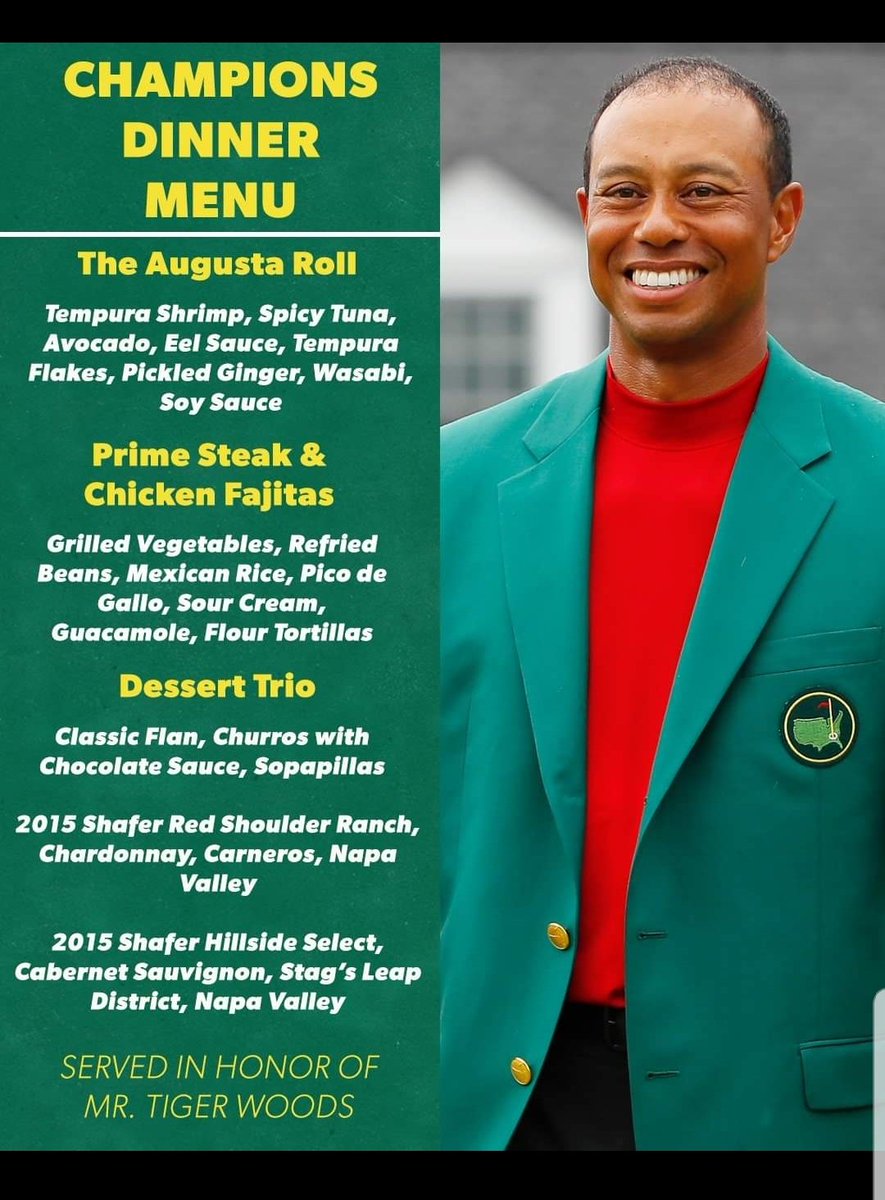 Tigers Masters Menu...

What would you serve ?