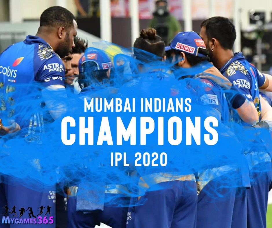 MyGames_365's tweet photo. Congrats @mipaltan #IPLfinal  🔥🥳🏆

#MumbaiIndians #mumbai #ipl #IPL2020 #iplseason13 #indianpremierleague #IPL13 #indiancricketteam #teamindia #indiancricket #MumbaiIndians  #sports #sportsnews #sportsblog #cricket #RohitSharma #CSKvMI https://t.co/RE16k3m93H