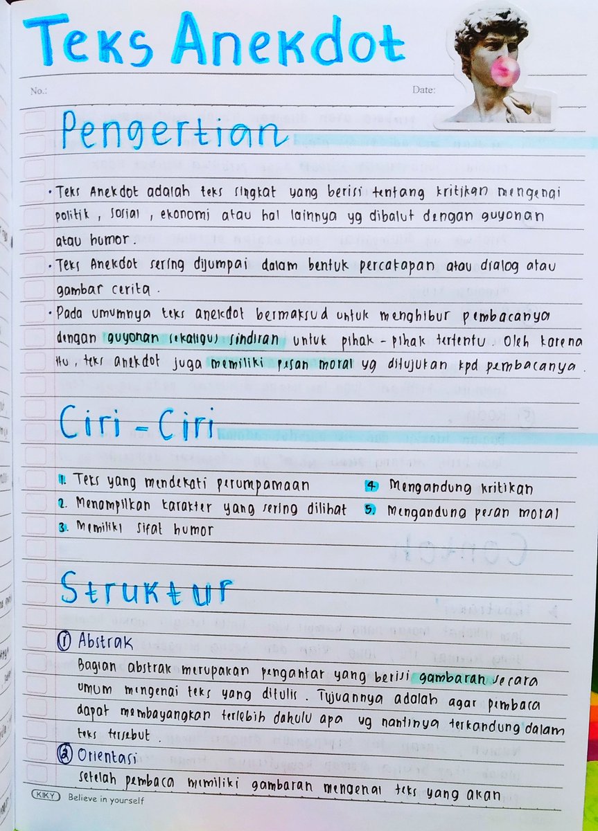 studyiaa's tweet photo. ringkasan catatan &amp; contoh
" 𝗧𝗲𝗸𝘀 𝗔𝗻𝗲𝗸𝗱𝗼𝘁 "
kelas 10 🌷💙

( terdapat perbedaan &amp; persamaan antara teks anekdot dan humor )
sumber : ppt guru✨
#catatan #bahasaindonesia #kelas10 #study https://t.co/kaXDUXYOqj