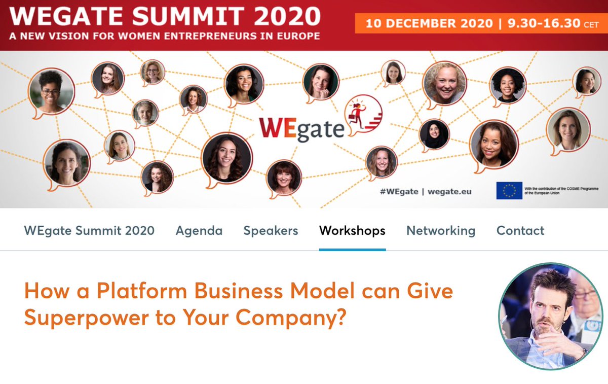Excited to give this workshop on digital marketplace and platform business models at the leading women entrepreneurs event <a href="/WEgateEU/">WEgate_EU</a> 

Sign up now 👉 wegate-summit.b2match.io/page-4331

#WomenEntrepreneurshipDay