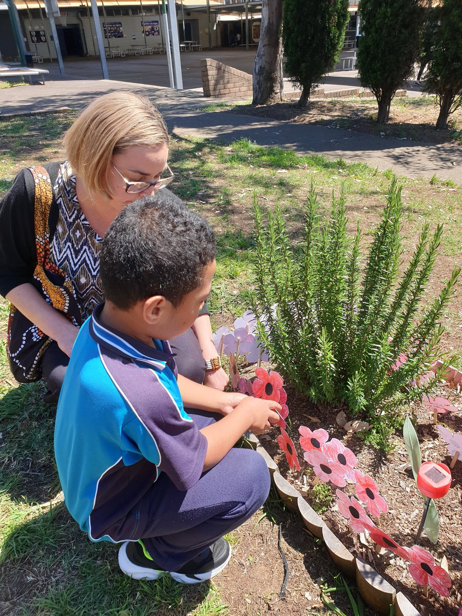 Ly_Huynh_'s tweet photo. Handmade poppies planted by staff and students in our remembrance garden to commemorate Remembrance Day @Bonnyrigg_PS. @mrchristaylor22 @BecWest81 @lyndall_hayton @nathdavis11 @MSiokos https://t.co/6nDPl7PJEZ