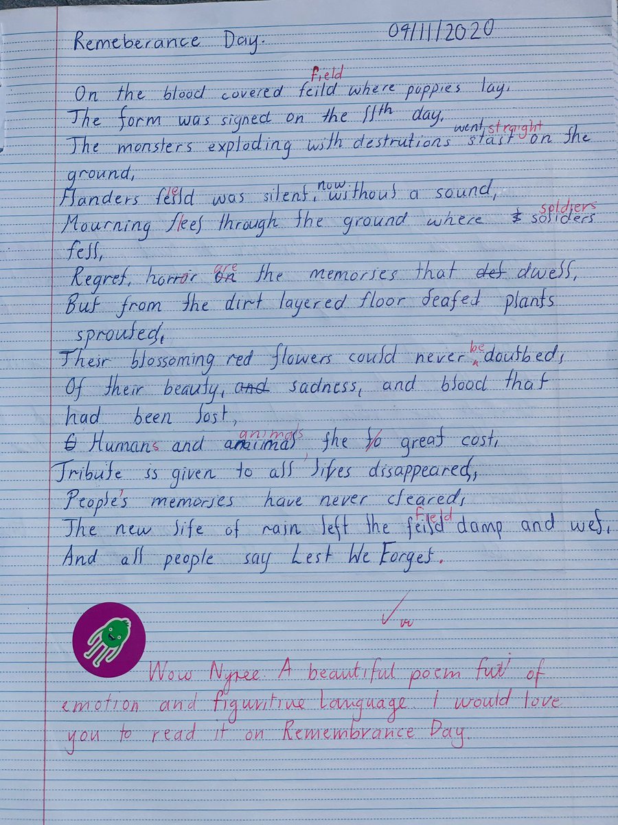 BolwarraPublic's tweet photo. This poem by one of our Year 6 students was read as part of our Remembrance Day service @NSWEducation https://t.co/C2yd5qWoBY