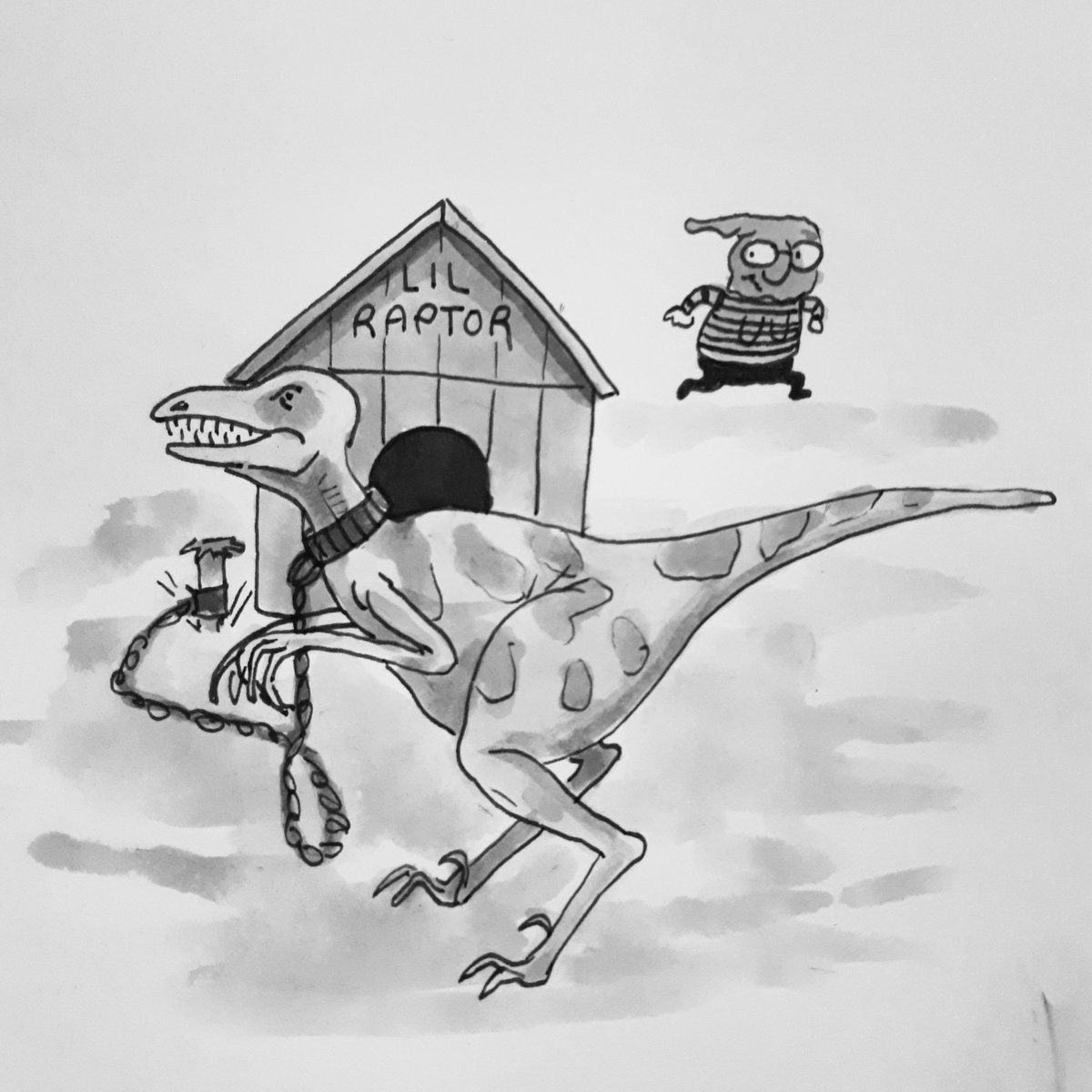 owlgress_illu's tweet photo. #dinovember #dinosaurs #grannyannie #illustration #ink #blackandwhite #velociraptor #thief https://t.co/bR0tBoWUaG