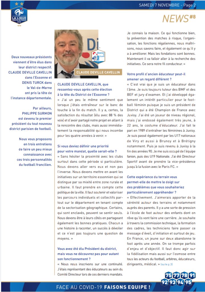 LPIFF75's tweet photo. 🔎 [NEWSLETTER] Les nouveaux présidents de district, @CavellinClaude (Essonne), Denis Turck (Val-de-Marne) et @PSurmon (District parisien), ont pris la parole et ces nouvelles personnalités du football francilien sont à découvrir dans la Newsletter #8 de la @LPIFF75 https://t.co/UdvcOp3lmL