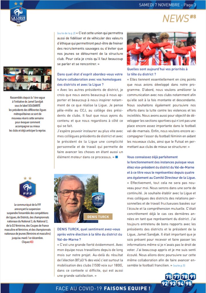 LPIFF75's tweet photo. 🔎 [NEWSLETTER] Les nouveaux présidents de district, @CavellinClaude (Essonne), Denis Turck (Val-de-Marne) et @PSurmon (District parisien), ont pris la parole et ces nouvelles personnalités du football francilien sont à découvrir dans la Newsletter #8 de la @LPIFF75 https://t.co/UdvcOp3lmL