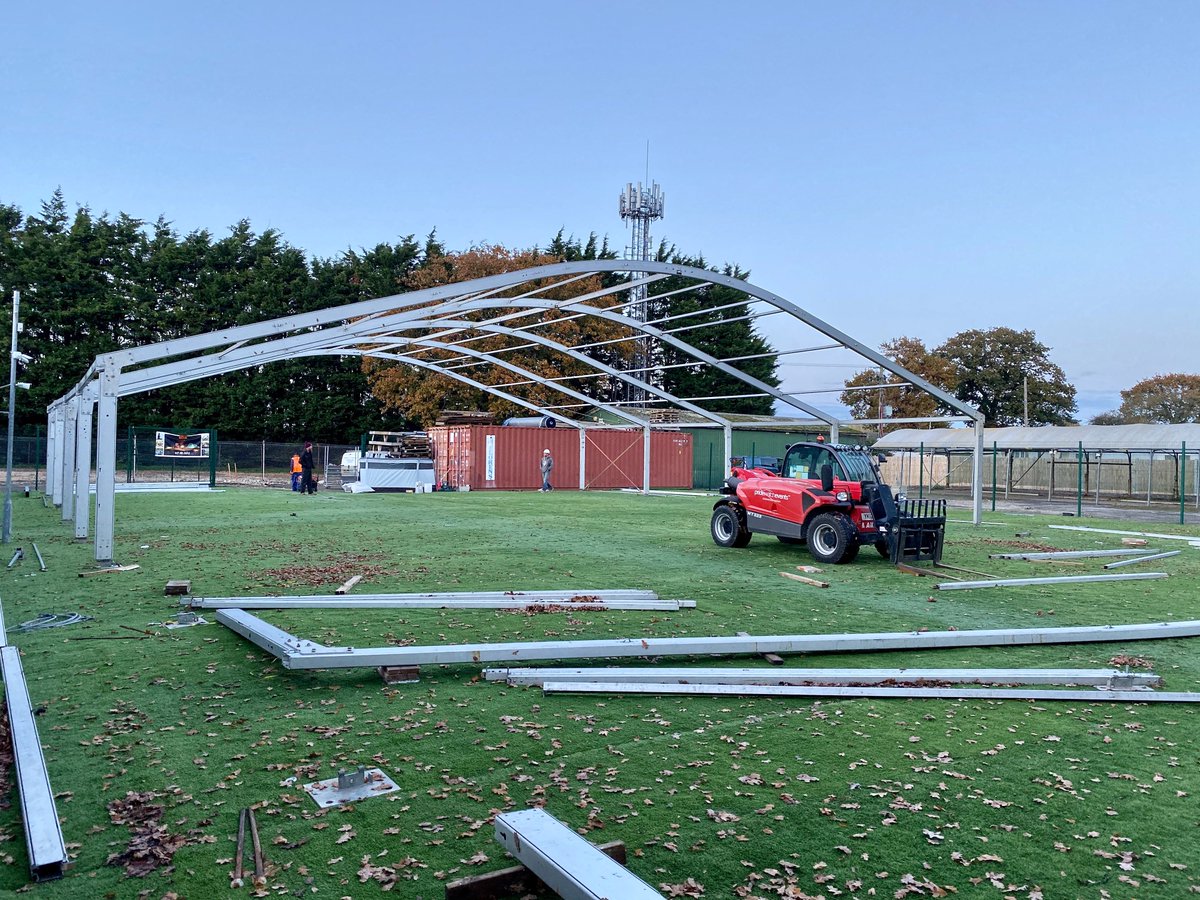 The light is fading on our build to provide more covered #retailspace for Camping World 🌎 #marquees #temporarystructures #teamworkmakesthedreamwork💯