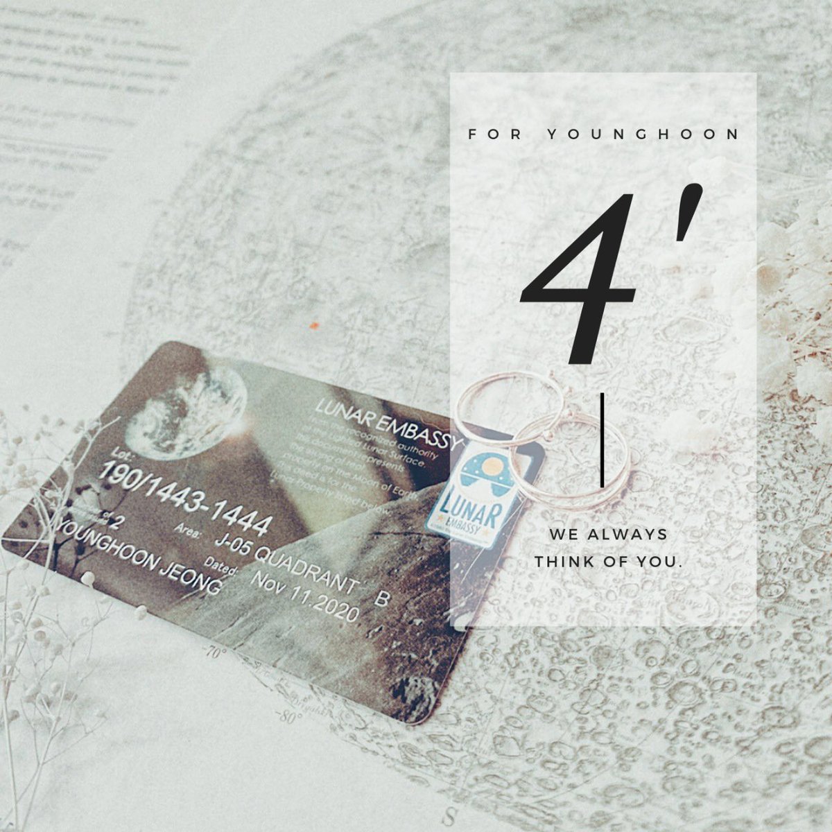 4hoonsupporters's tweet photo. 【 𝐒𝐏𝐄𝐂𝐈𝐀𝐋 𝐄��𝐄𝐍𝐓 】

𝟒′𝐬𝐮𝐩𝐩𝐨𝐫𝐭𝐞𝐫𝐬'よりヨンフンへ
月の土地を購入☽︎︎.*·̩͙

「   月  が  綺  麗  で  す  ね   」

#𝐌𝐎𝐎𝐍𝐂𝐑𝐘𝐒𝐓𝐀𝐋𝐏𝐎𝐖𝐄𝐑
#𝐇𝐚𝐩𝐩𝐲𝐃𝐞𝐛𝐮𝐭𝐃𝐚𝐲𝐘𝐨𝐮𝐧𝐠𝐡𝐨𝐨𝐧

#𝐎𝐑β𝐈𝐓 #𝐄α𝐑𝐓𝐇 #𝐎𝐎オーツー https://t.co/DB3h8rQrym