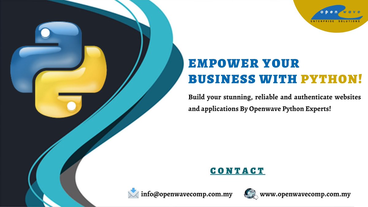 clara_ghosh's tweet image. Openwave is one of the leading Python Development Services in Malaysia with over 20 years of expertise in catering to the demands of customers! 

Call us today for a free quote! +60 122 204 278

Visit - bit.ly/36D9J5N
#pythondevelopment #pythondevelopers #pythonwebsite