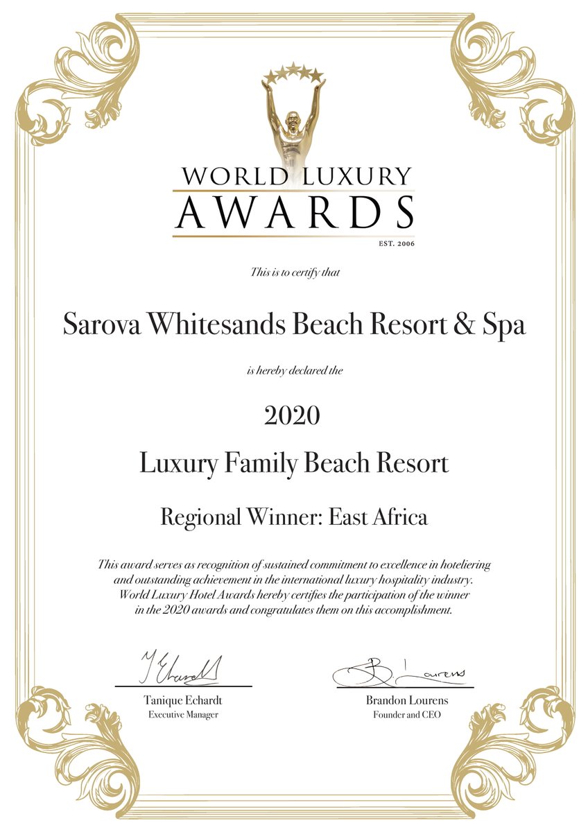 SarovaWhitesand's tweet photo. We are home of the Awards!
#ProudMoment #WorldLuxuryHotelAwards https://t.co/VswbOzupk0