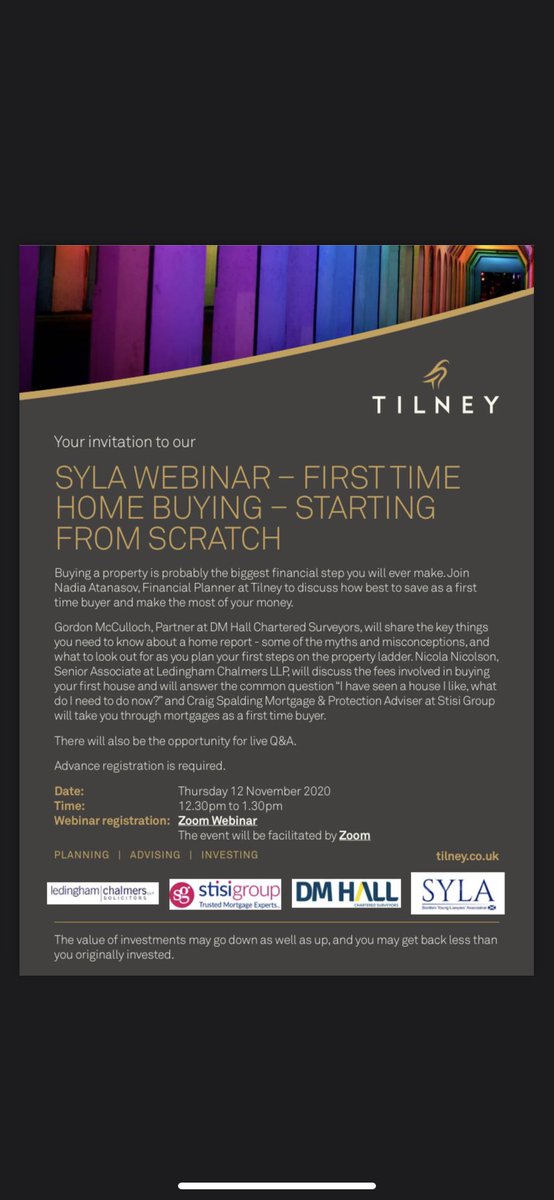 FINAL CALL to sign up to our First-Time Buyers tomorrow 🏡

As was expected, this is a popular event with over 100 sign ups.

Speakers will discuss buying your first property, which is (undoubtedly) one of the biggest financial steps you will make ✅ 

tilney.zoom.us/webinar/regist…