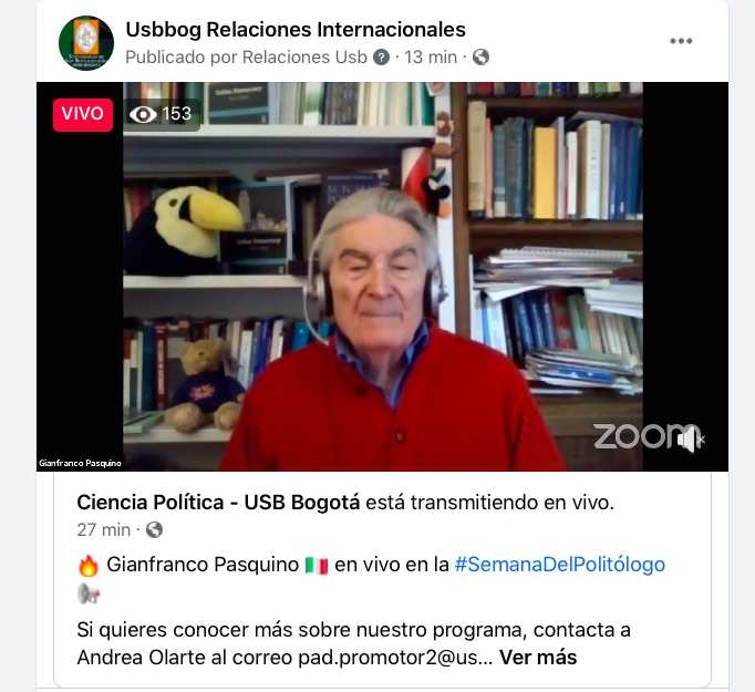 RelacionesUsb's tweet photo. https://t.co/HDIS4MLCPx 
🔥 Gianfranco Pasquino 🇮🇹 en vivo en la #SemanaDelPolitólogo 📢
Si quieres conocer más sobre nuestro programa, contacta a Andrea Olarte al correo pad.promotor2@us… Ver más https://t.co/0GIj0ASaTM