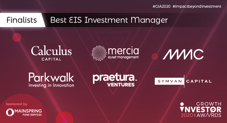 Well done to everyone nominated to Best EIS Investment Manager category, sponsored by <a href="/services_fund/">Mainspring Fund Services</a>: <a href="/CalculusCapital/">Calculus Capital</a> <a href="/Mercia_PLC/">Mercia Asset Management PLC</a> <a href="/MMC_Ventures/">MMC</a> <a href="/ParkwalkAdvisor/">Parkwalk</a> <a href="/praetura_ven/">Praetura Ventures •</a> @SymvanCapital 🙌👏🙌👏 #GIAwards2020 #impactbeyondinvestment #SME