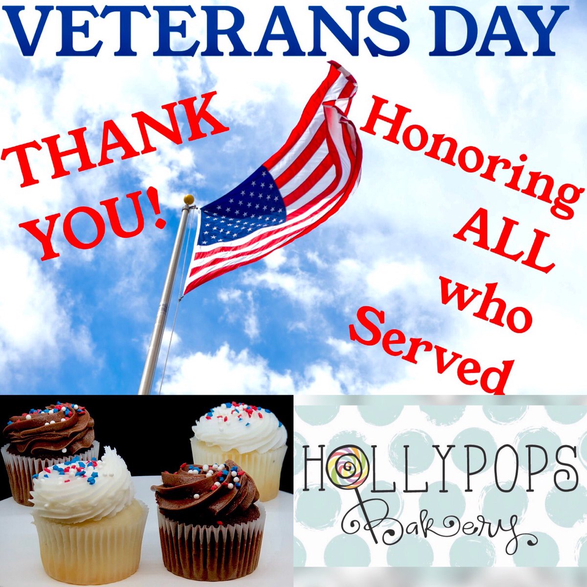 HollypopsBakery's tweet photo. 🇺🇸🇺🇸 We want to say THANK YOU to all the Veterans that served our country without you we wouldn’t be what we are today!! So THANK YOU! 🇺🇸🇺🇸
#hollypopsbakery #mytupelo #downtowntupelo #tupelospirit #VeteransDay2020⁠￼⁠ https://t.co/qLBInWPlhG