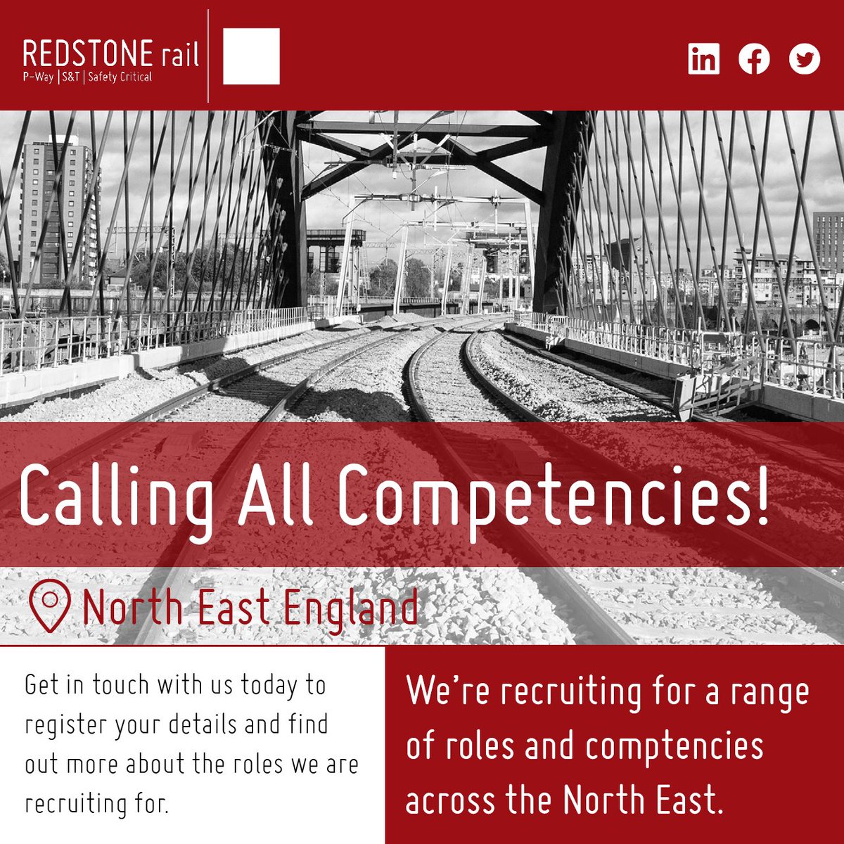 RedstoneRail's tweet photo. Register with us today! 

We're recruiting for Track Gangs and Safety Critical roles, from Crane Controllers to Look Outs for a range of opportunities in the North East. 

Fill in our registration form: https://t.co/k8xPyNisAE or call: 07342 881968 https://t.co/MWeJ726Yrg