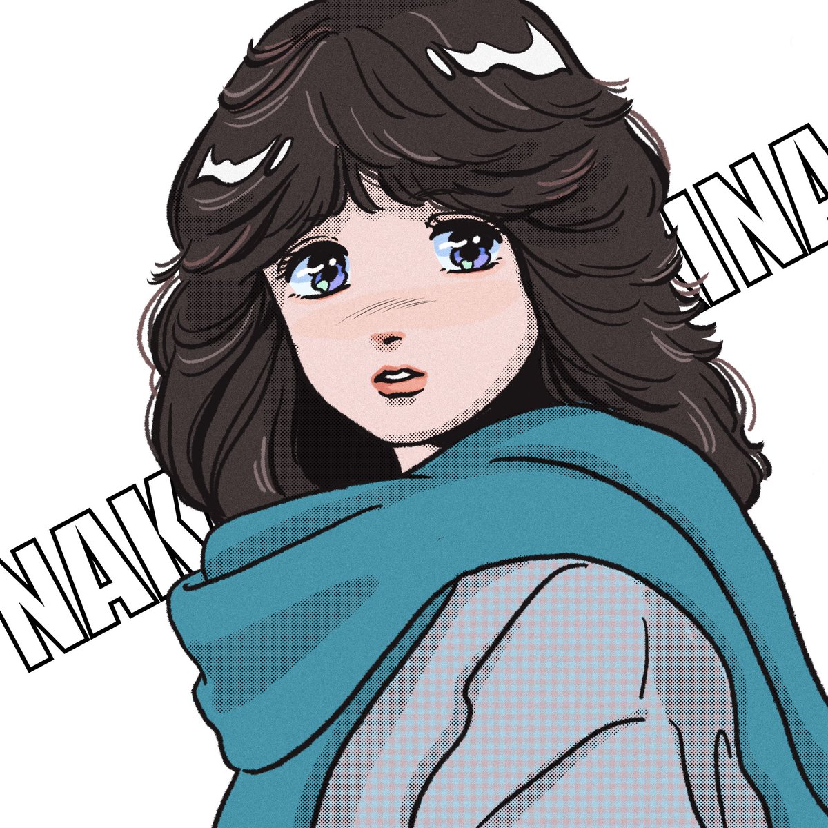 1girl solo scarf white background blue scarf blue eyes long hair  illustration images