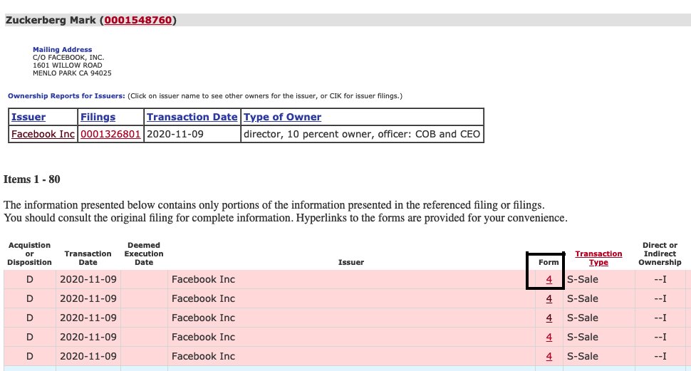 3/ Click on the most recent Form 4 for the insider