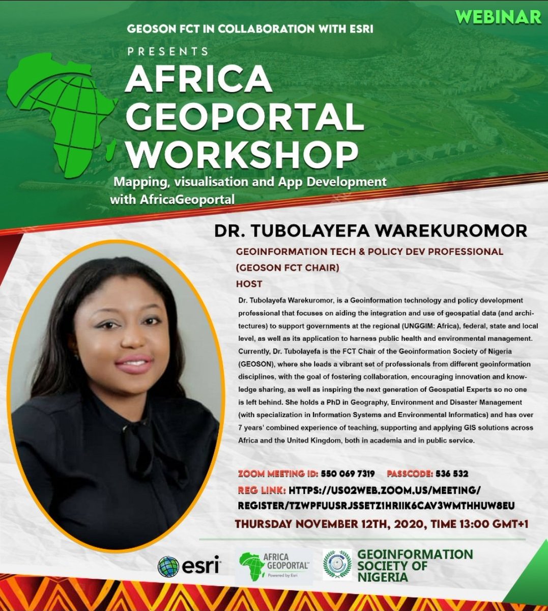 DrTubo's tweet photo. Our facilitators for tomorrow
https://t.co/PpWBNQf1Cx
#Webinar
#AfricaGeoportal
#GIS
#GEOSON
#FCT https://t.co/XQa5Zyd2EO