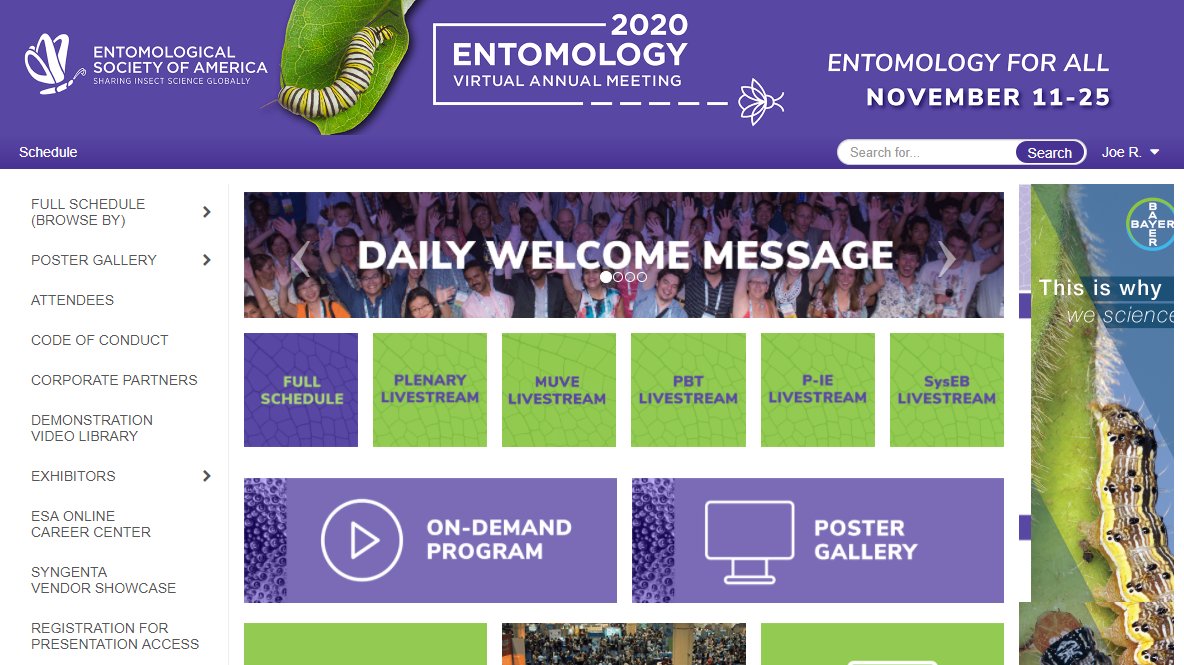 EntsocAmerica's tweet photo. Entomology 2020 is here! On-demand symposia, presentations, posters, and infographics are now available. It's time to learn, connect, and advance the study of insect science through shared research and collaboration! #EntSoc20 https://t.co/4kQxQC7KXU https://t.co/sttrq5uZtL