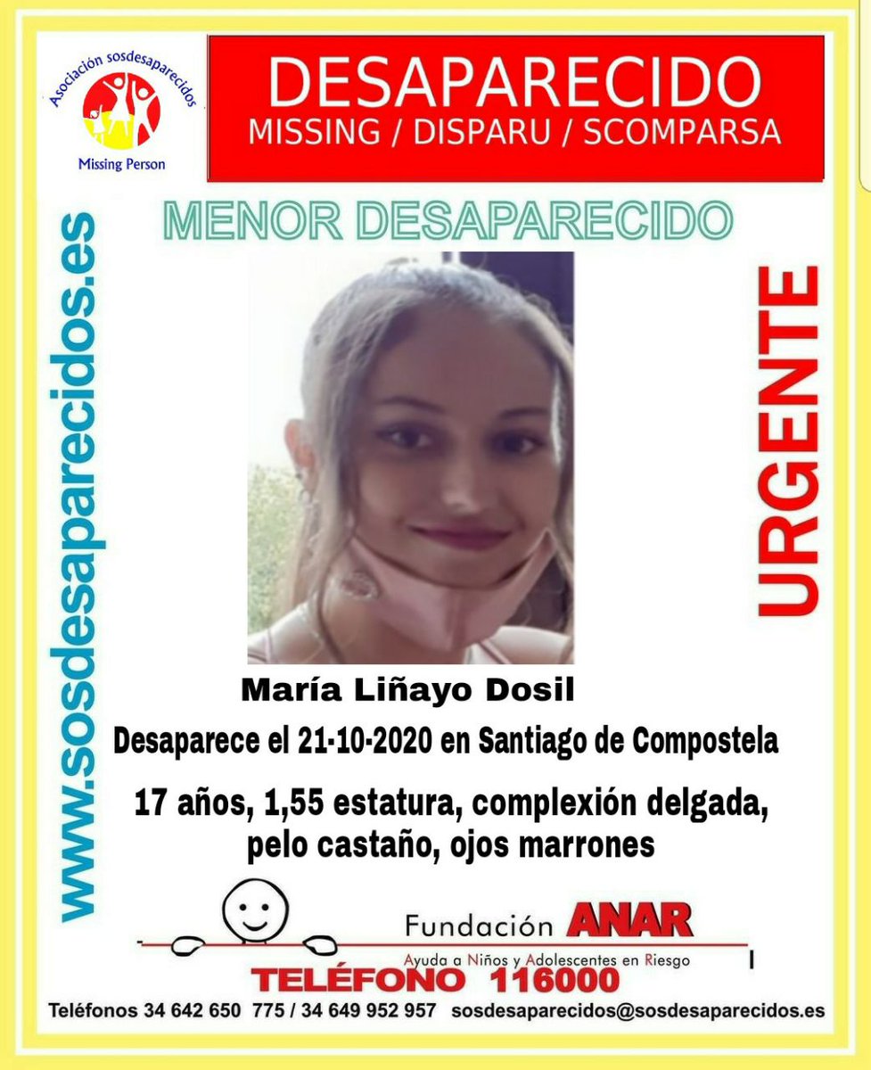 ⚠ IMPORTANTE 🚩

María tiene 17 años y ha desaparecido en #Santiago (#ACoruña)

Si la has visto, por favor, llámanos 📞091, 062, 112

Tu RT no cuesta nada y puede ayudar a encontrarla🙏