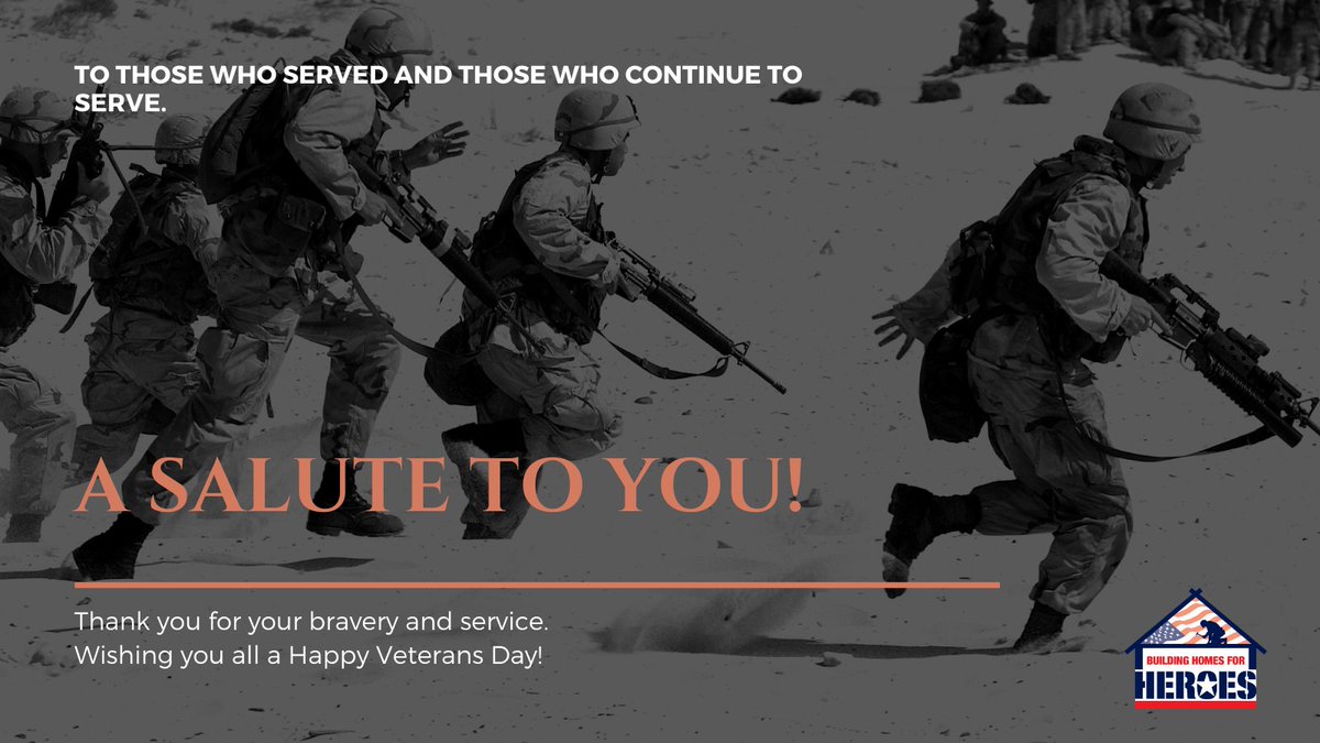 BuildingHomes4H's tweet photo. It’s our honor to support the men and women who have loyally and courageously served our country. 🇺🇸🤝
#veteransday #heroeshelpingheroes #buildinghomesforheroes #helpingveterans #helpbhh #salute https://t.co/PgCHRThM6U