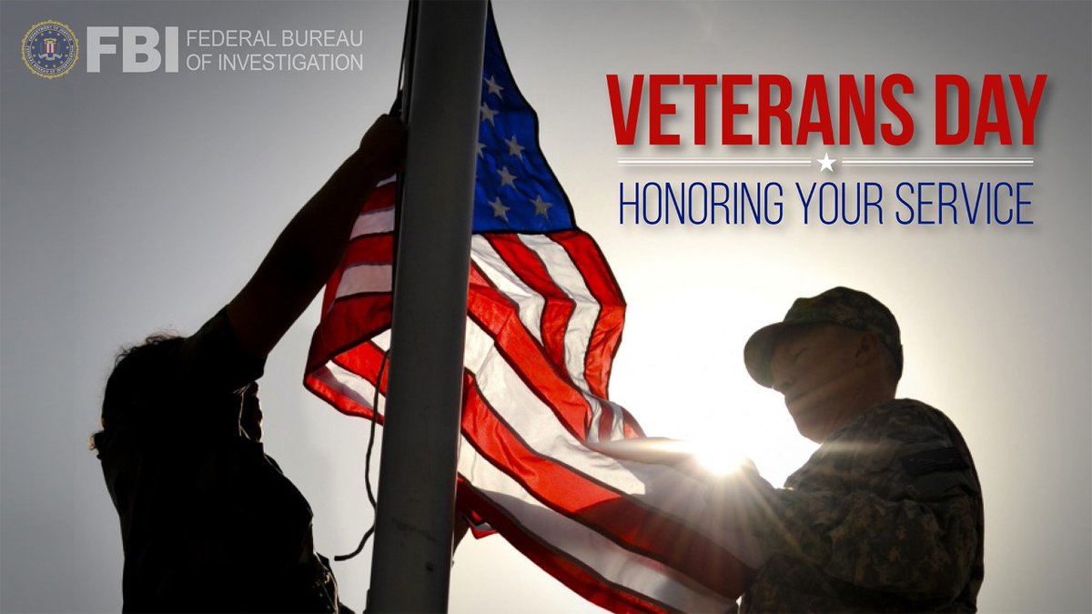 FBI's tweet photo. The #FBI honors the brave men and women who have served the U.S. in uniform, including the nearly 6,000 veterans at the FBI. Thank you for your service. #VeteransDay https://t.co/7Eb9jTcudg
