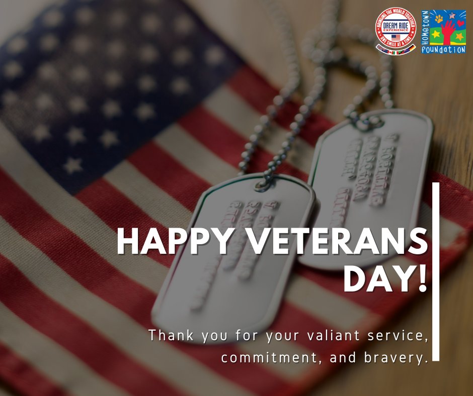 DreamRideExp's tweet photo. Happy Veteran’s Day! To all of the Veterans out there, thank you for your honor, dedication, and commitment to this country. #VeteransDay #ThankAVeteran #HonorRespect #DreamRide365 https://t.co/7493jVT0Gu