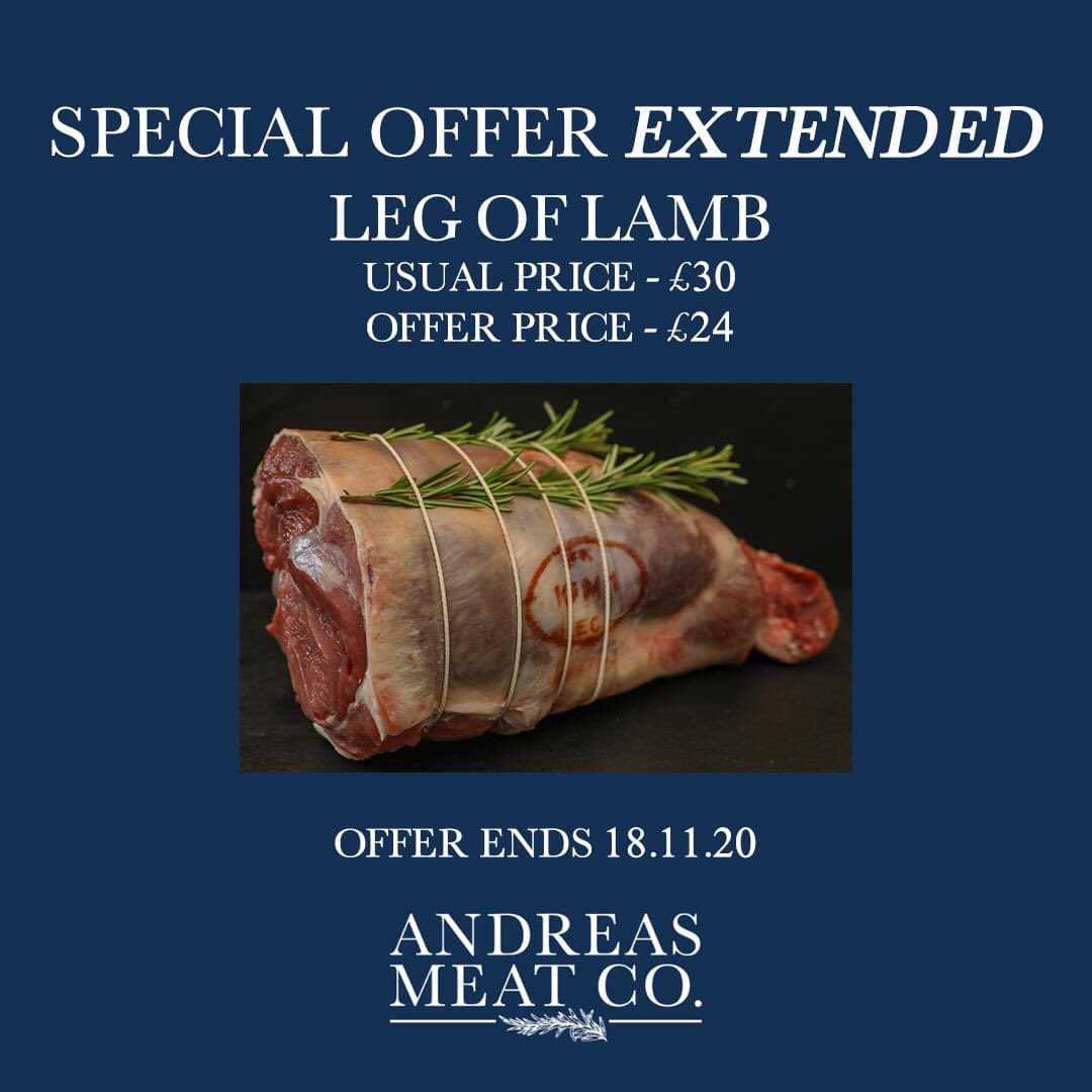 AndreasMeats's tweet photo. ❗Offer Extended❗

Due to demand we have extended our offer on Manx Leg of Lamb. Now be valid until 18th November. With 20% off they are priced at £̶3̶0̶ £24! Perfect for a Sunday lunch or a great alternative to Turkey for Christmas Day 

Order online at https://t.co/kgh6MeWrH3 https://t.co/gfW0hakPv9